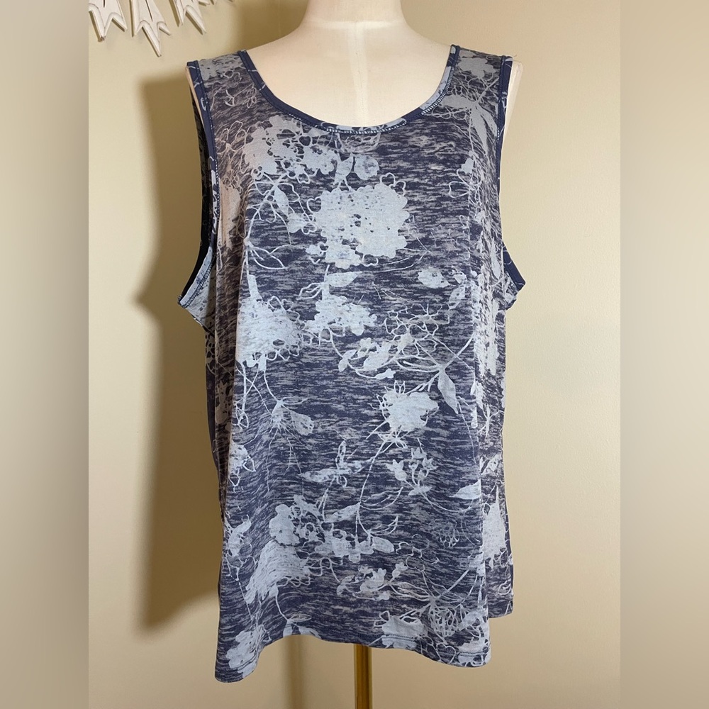 Coldwater Creek blue floral tank top XL